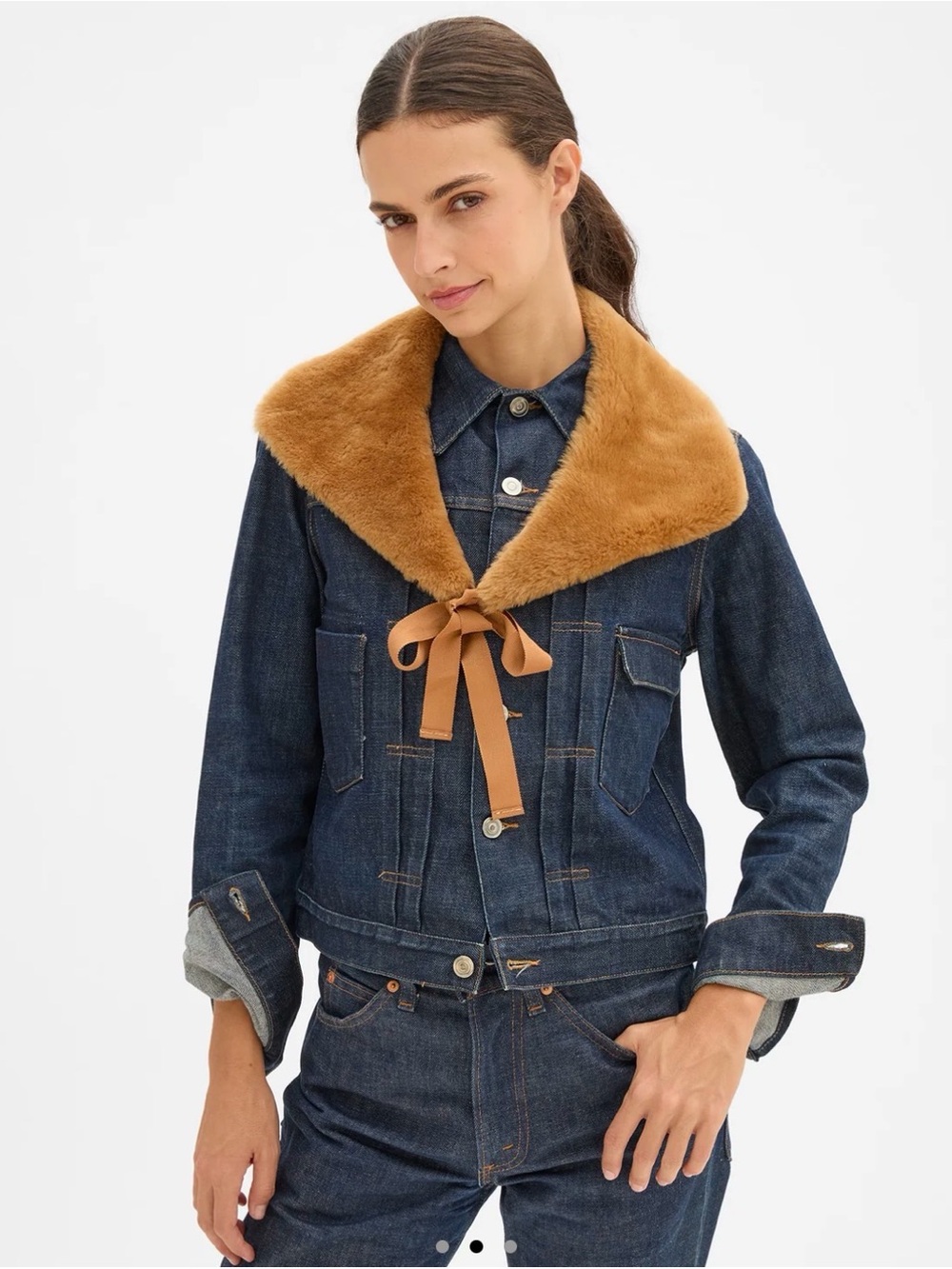 Clare V Deneuve Collar - Teddy Shearling Leather NWT $195